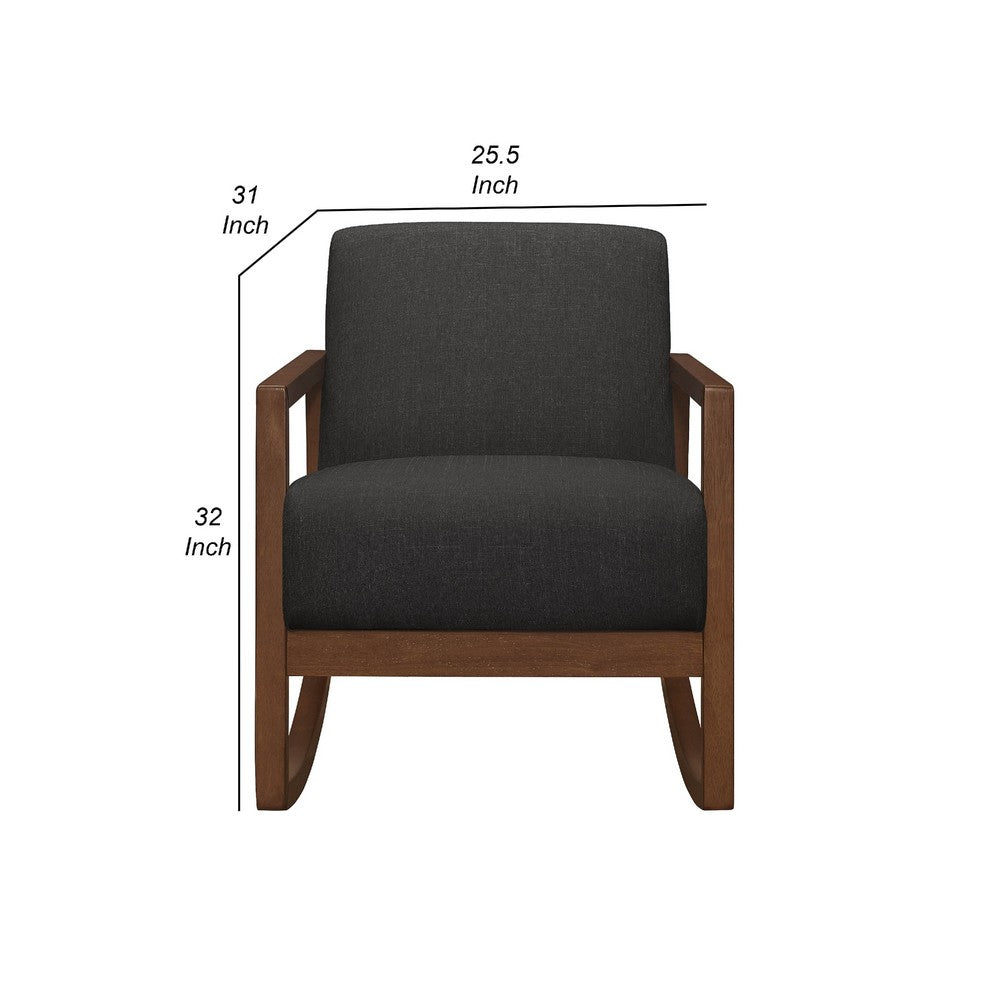 Clovi Accent Chair, Dark Gray Performance Fabric, Brown Solid Wood -BM336163