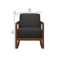 Clovi Accent Chair, Dark Gray Performance Fabric, Brown Solid Wood -BM336163