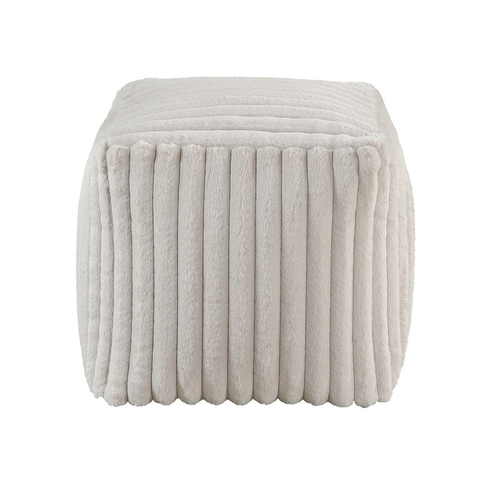 Modern Ottoman, Off White Ribbed Corduroy Zipper Cover, 16 Inch Square -BM336164