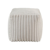 Modern Ottoman, Off White Ribbed Corduroy Zipper Cover, 16 Inch Square -BM336164
