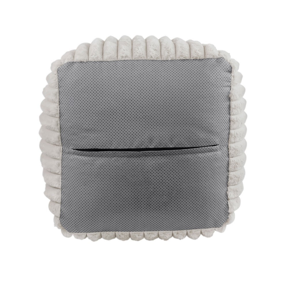Modern Ottoman, Off White Ribbed Corduroy Zipper Cover, 16 Inch Square -BM336164