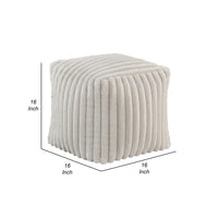 Modern Ottoman, Off White Ribbed Corduroy Zipper Cover, 16 Inch Square -BM336164