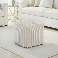 Modern Ottoman, Off White Ribbed Corduroy Zipper Cover, 16 Inch Square -BM336164