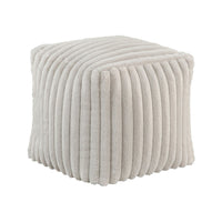 Modern Ottoman, Off White Ribbed Corduroy Zipper Cover, 16 Inch Square -BM336164