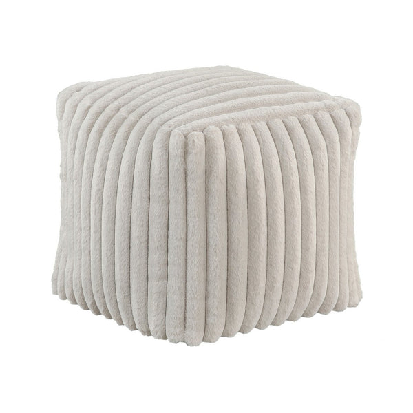 Modern Ottoman, Off White Ribbed Corduroy Zipper Cover, 16 Inch Square -BM336164