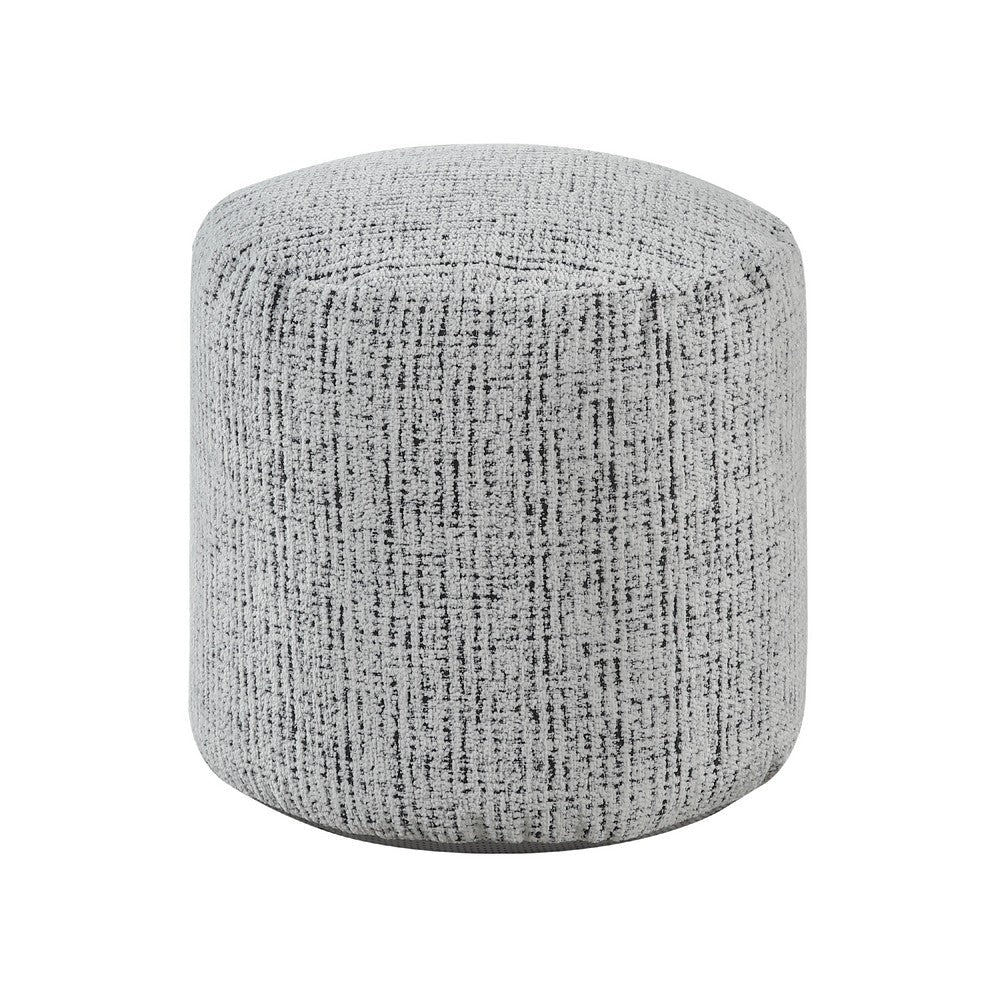 Modern Pouf Ottoman, Light Gray Soft Textured Chenille, 16 Inch Round -BM336165
