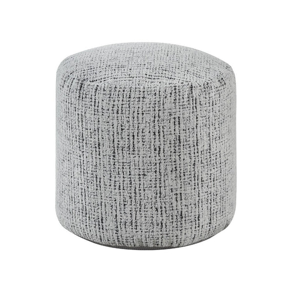 Modern Pouf Ottoman, Light Gray Soft Textured Chenille, 16 Inch Round -BM336165