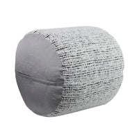 Modern Pouf Ottoman, Light Gray Soft Textured Chenille, 16 Inch Round -BM336165