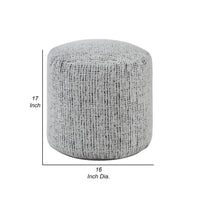 Modern Pouf Ottoman, Light Gray Soft Textured Chenille, 16 Inch Round -BM336165