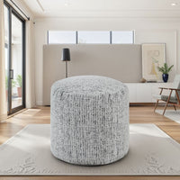 Modern Pouf Ottoman, Light Gray Soft Textured Chenille, 16 Inch Round -BM336165