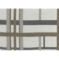 Modern Pouf Ottoman, Beige Gray Chunky Plaid Jacquard, 16 Inch Square -BM336168