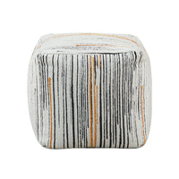 Modern Pouf Ottoman, Multicolor Vertical Striped Jacquard, 16 Inch -BM336169