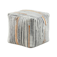 Modern Pouf Ottoman, Multicolor Vertical Striped Jacquard, 16 Inch -BM336169