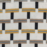 Modern Pouf Ottoman, Beige Gray Geometric Block Jacquard, 16 Inch -BM336170
