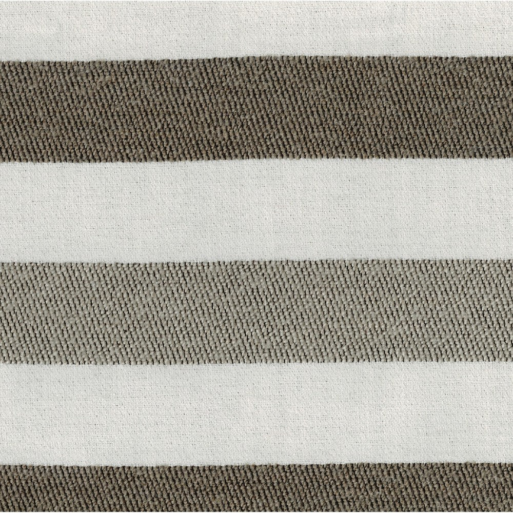 Modern Pouf Ottoman, White and Taupe Striped Jacquard, 16 Inch Square -BM336173