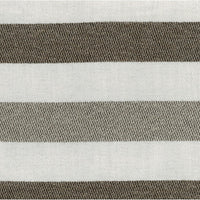 Modern Pouf Ottoman, White and Taupe Striped Jacquard, 16 Inch Square -BM336173