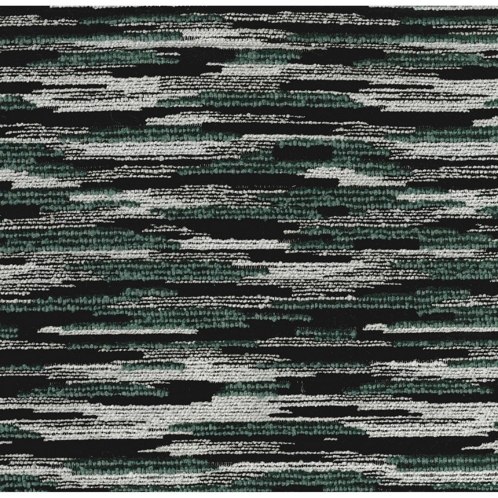 Modern Pouf Ottoman, Green White Curved Striped Jacquard, 16in Square -BM336177
