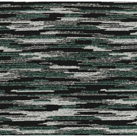 Modern Pouf Ottoman, Green White Curved Striped Jacquard, 16in Square -BM336177