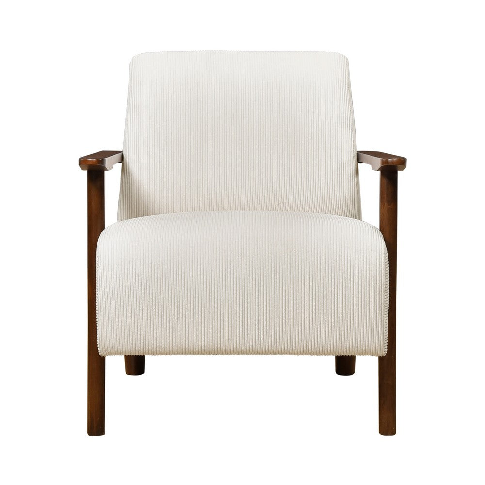 Bernie Accent Club Chair, Beige Corduroy, Dark Brown Solid Wood Frame -BM336178