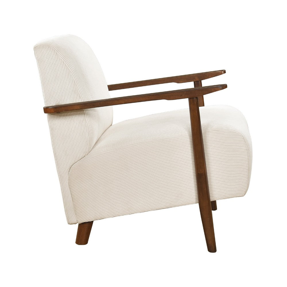 Bernie Accent Club Chair, Beige Corduroy, Dark Brown Solid Wood Frame -BM336178
