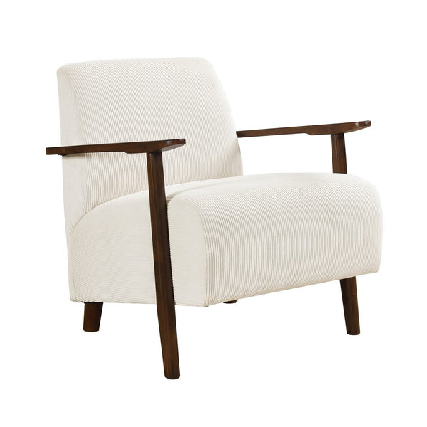 Bernie Accent Club Chair, Beige Corduroy, Dark Brown Solid Wood Frame -BM336178