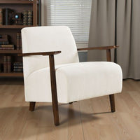 Bernie Accent Club Chair, Beige Corduroy, Dark Brown Solid Wood Frame -BM336178