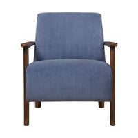 Bernie Accent Club Chair, Blue Corduroy, Dark Brown Solid Wood Frame -BM336179
