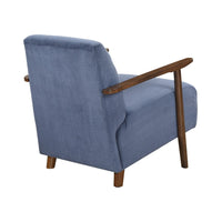 Bernie Accent Club Chair, Blue Corduroy, Dark Brown Solid Wood Frame -BM336179