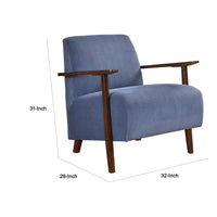 Bernie Accent Club Chair, Blue Corduroy, Dark Brown Solid Wood Frame -BM336179
