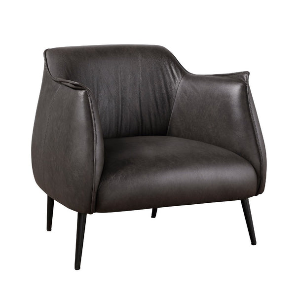 Leoni Accent Club Chair, Dark Brown Faux Leather, Flared Solid Wood -BM336180