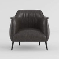 Leoni Accent Club Chair, Dark Brown Faux Leather, Flared Solid Wood -BM336180