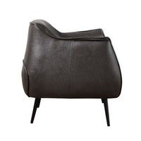 Leoni Accent Club Chair, Dark Brown Faux Leather, Flared Solid Wood -BM336180