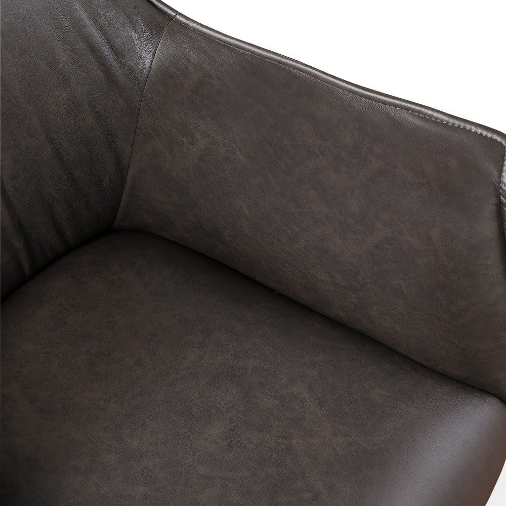 Leoni Accent Club Chair, Dark Brown Faux Leather, Flared Solid Wood -BM336180
