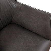 Leoni Accent Club Chair, Dark Brown Faux Leather, Flared Solid Wood -BM336180