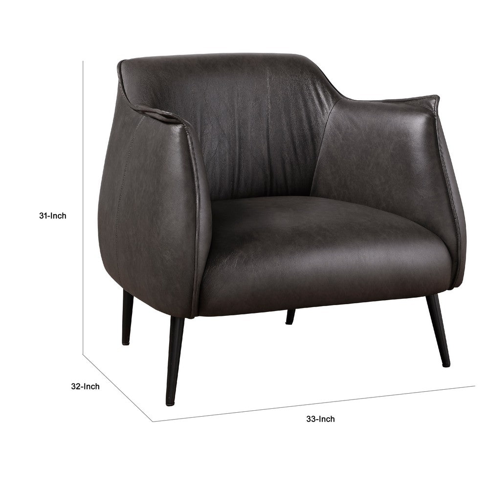 Leoni Accent Club Chair, Dark Brown Faux Leather, Flared Solid Wood -BM336180