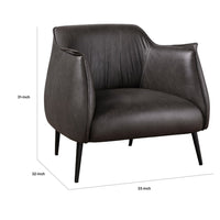Leoni Accent Club Chair, Dark Brown Faux Leather, Flared Solid Wood -BM336180