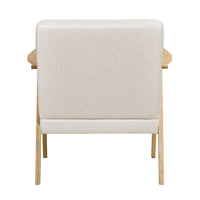 Cathy Accent Club Armchair, Soft Beige, Natural Brown Wood Frame -BM336181