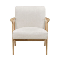 Cathy Accent Club Armchair, Soft Beige, Natural Brown Wood Frame -BM336181