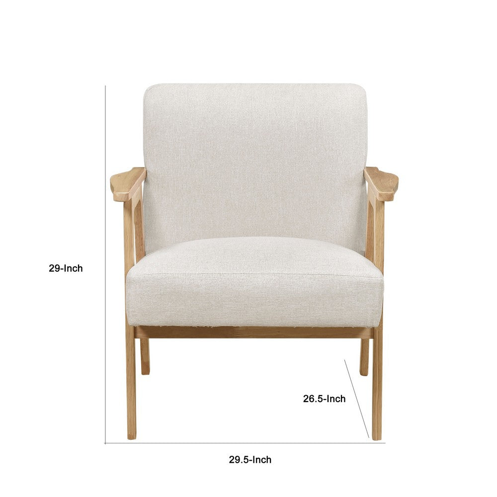 Cathy Accent Club Armchair, Soft Beige, Natural Brown Wood Frame -BM336181