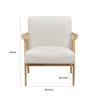 Cathy Accent Club Armchair, Soft Beige, Natural Brown Wood Frame -BM336181