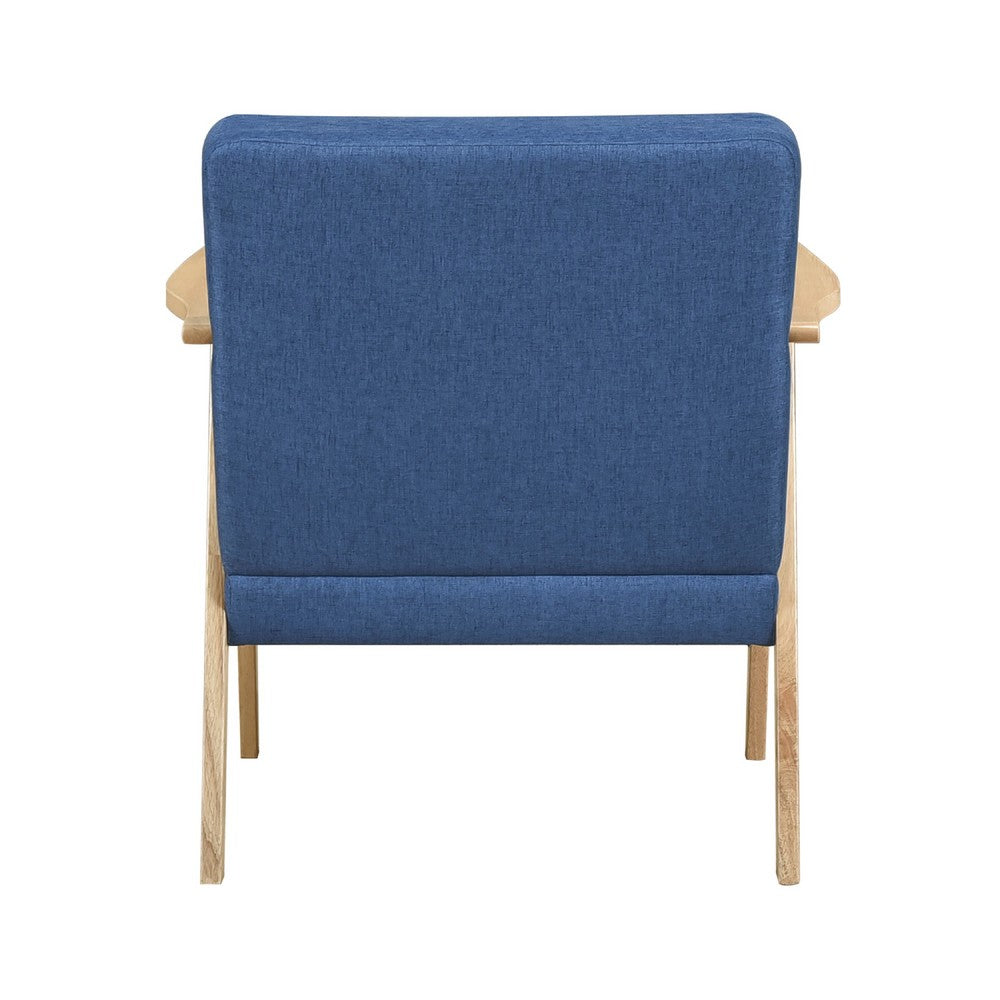 Cathy Accent Club Armchair, Soft Blue, Natural Brown Wood Frame -BM336182