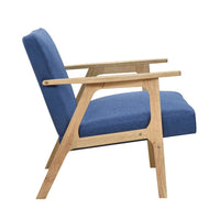 Cathy Accent Club Armchair, Soft Blue, Natural Brown Wood Frame -BM336182