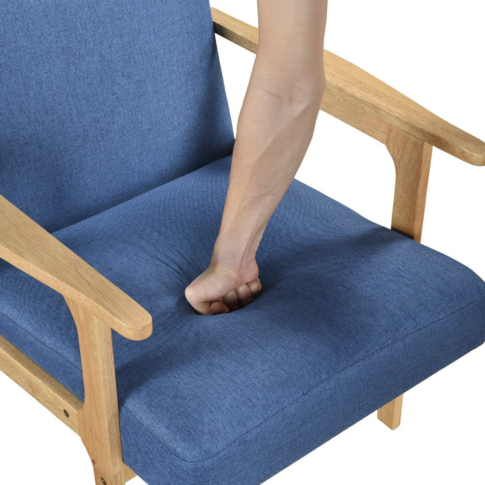 Cathy Accent Club Armchair, Soft Blue, Natural Brown Wood Frame -BM336182