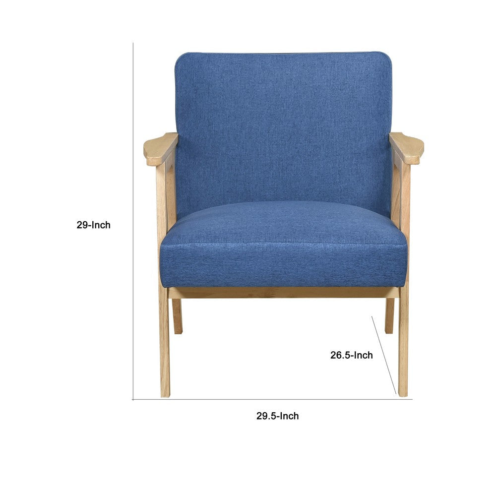 Cathy Accent Club Armchair, Soft Blue, Natural Brown Wood Frame -BM336182