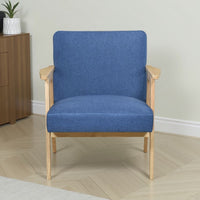 Cathy Accent Club Armchair, Soft Blue, Natural Brown Wood Frame -BM336182