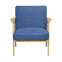 Cathy Accent Club Armchair, Soft Blue, Natural Brown Wood Frame -BM336182