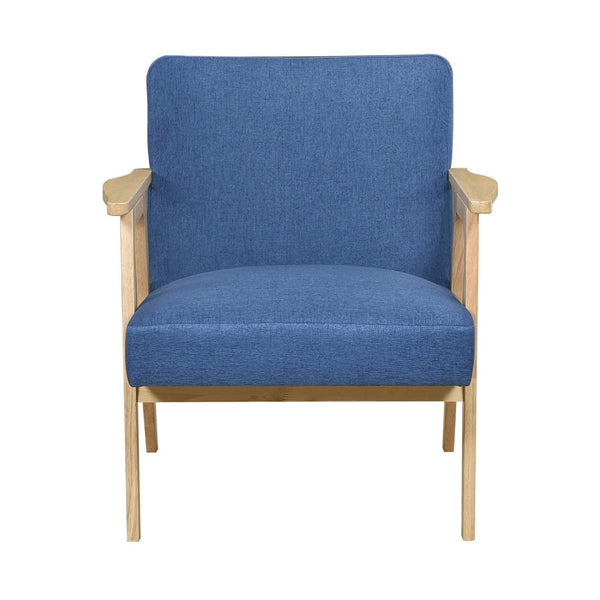 Cathy Accent Club Armchair, Soft Blue, Natural Brown Wood Frame -BM336182