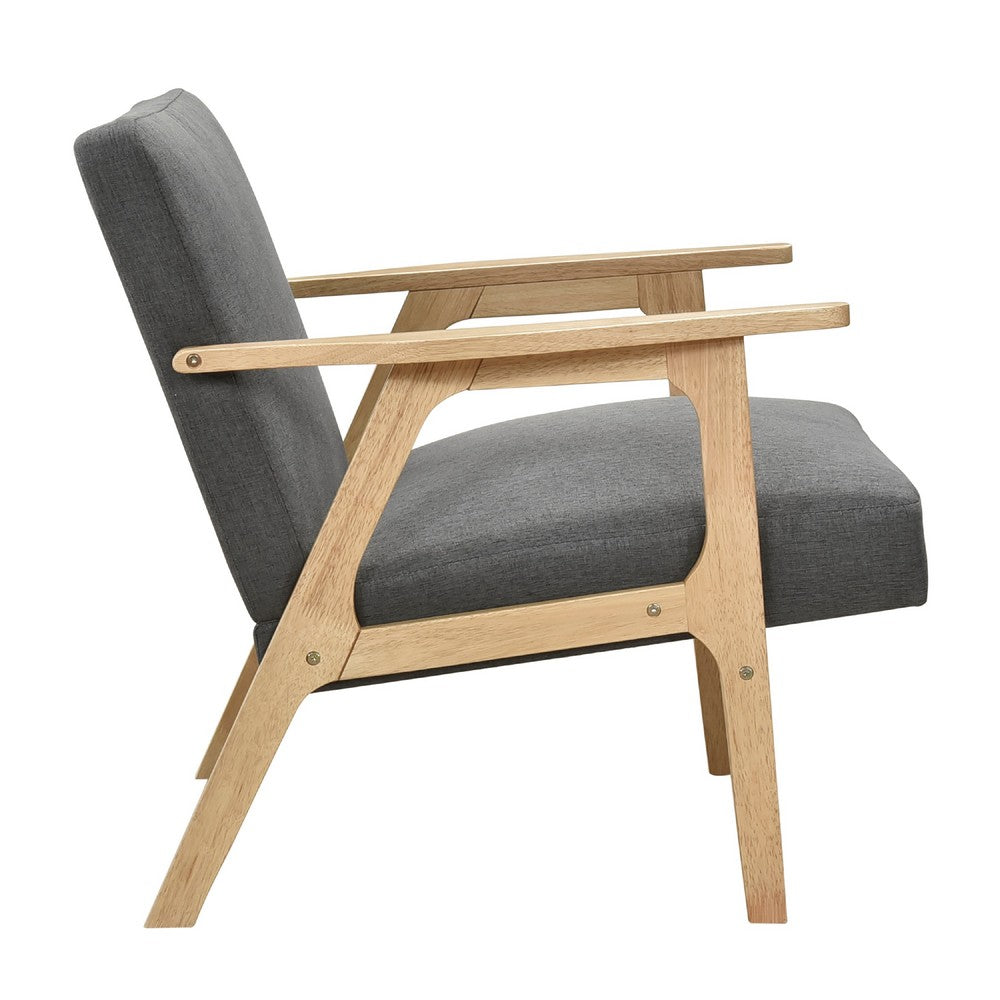 Cathy Accent Club Armchair, Soft Dark Gray, Natural Brown Wood -BM336183