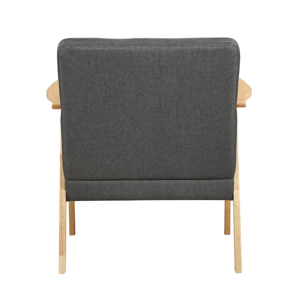 Cathy Accent Club Armchair, Soft Dark Gray, Natural Brown Wood -BM336183