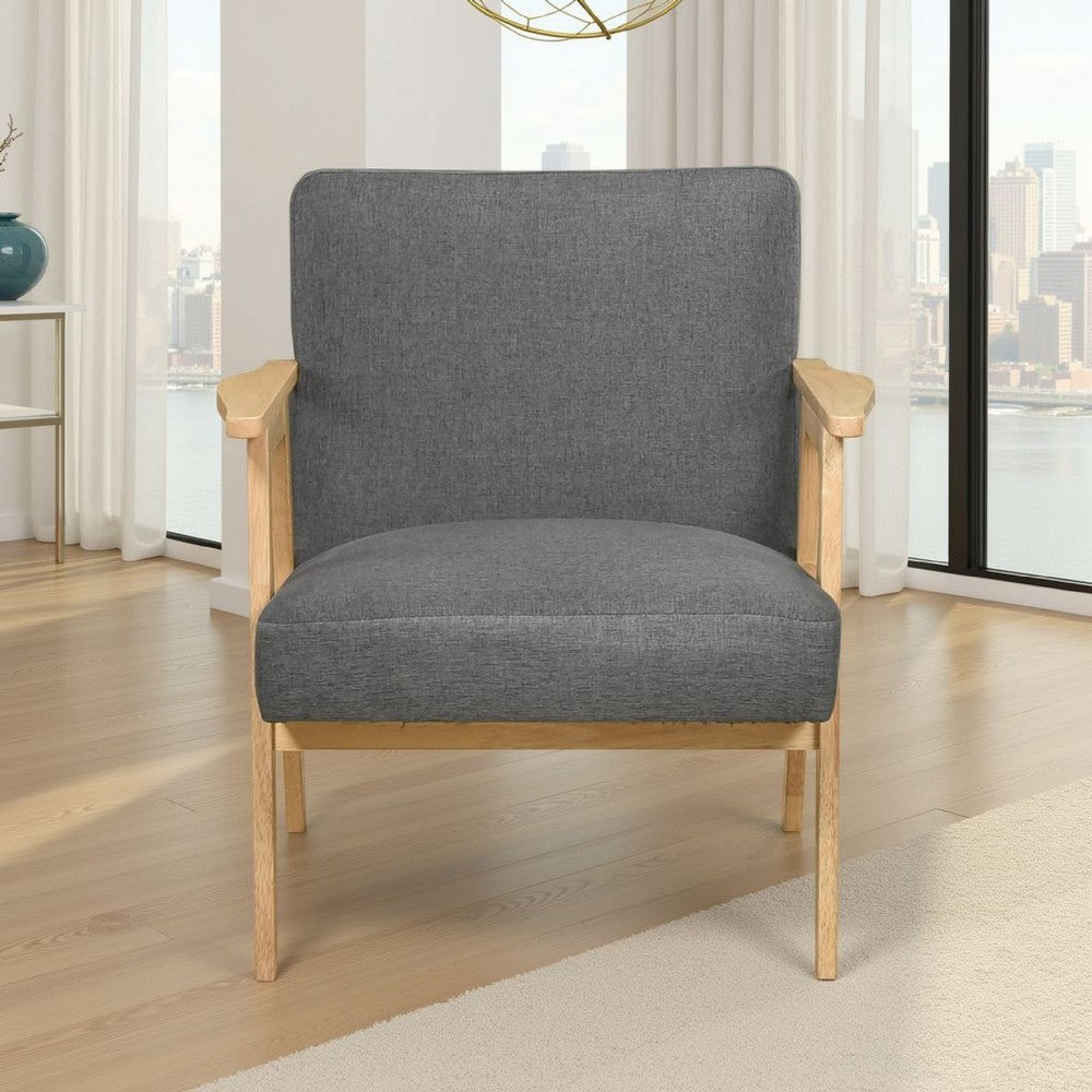 Cathy Accent Club Armchair, Soft Dark Gray, Natural Brown Wood -BM336183